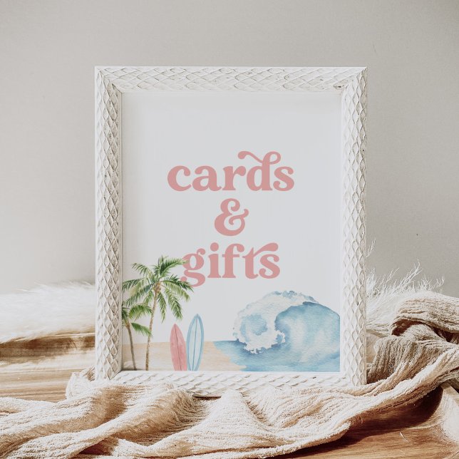 Póster Pink Surf Beach Baby Shower Cards and Gifts Rótulo (Subido por el creador)