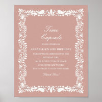 Pink Talavera Tile Time Capsule Baby Birday Game