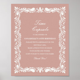 Póster Pink Talavera Tile Time Capsule Baby Birday Game