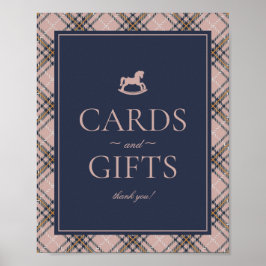Póster Pink Tartan Plaid Rocking Horse Cards & Gifts