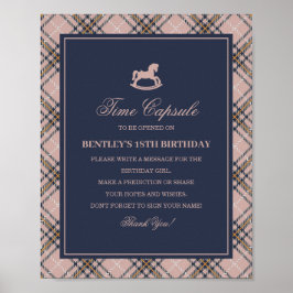 Póster Pink Tartan Plaid Rocking Horse Time Capsule