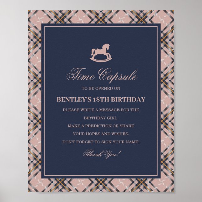 Póster Pink Tartan Plaid Rocking Horse Time Capsule (Frente)