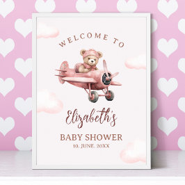 Póster Pink Teddy Baby Shower for a Girl