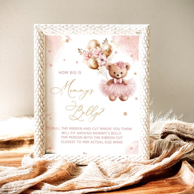 Póster Pink Teddy Bear Balloons How big is Mommy's Belly (Subido por el creador)
