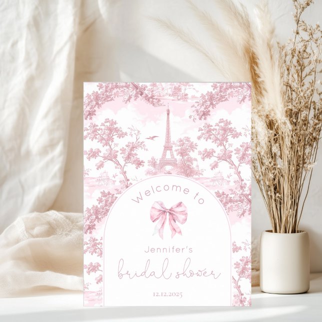 Póster Pink Toile De Jouy Paris Bridal Shower Welcome (Subido por el creador)