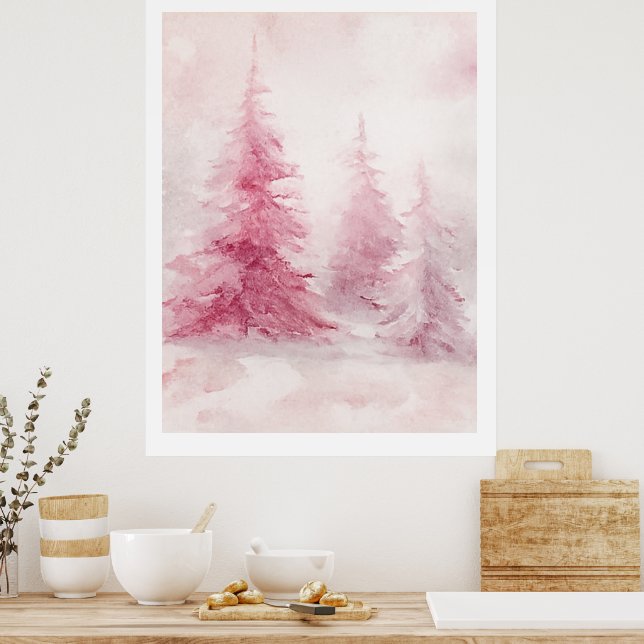 Póster Pink Tree Wall Art – Elegant Floral Home D (Cocina)