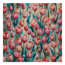 Póster pink tulips