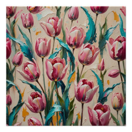 Póster pink tulips wall art