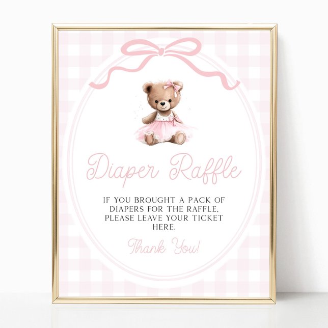 Póster Pink Tutu Teddy Bear Baby Shower Diaper Raffle (Subido por el creador)
