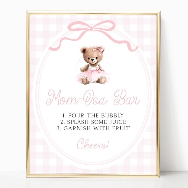 Póster Pink Tutu Teddy Bear Baby Shower Mimosa Bar (Subido por el creador)