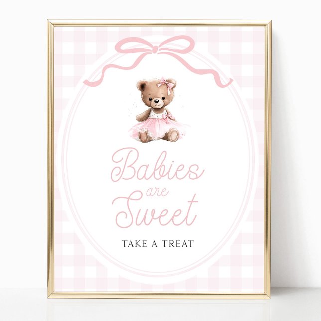 Póster Pink Tutu Teddy Bear Baby Shower Sweets Table Sign (Subido por el creador)