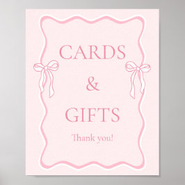 Póster Pink Tying the knot Bridal Shower Cards and Gifts