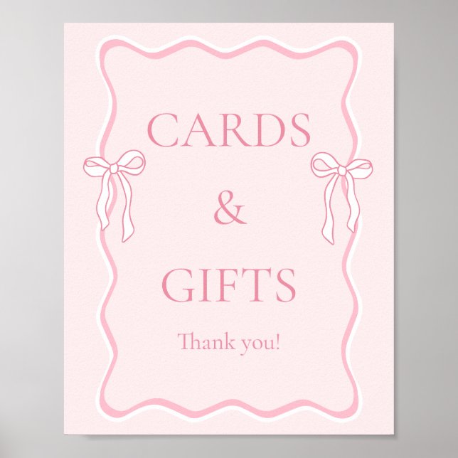 Póster Pink Tying the knot Bridal Shower Cards and Gifts (Frente)
