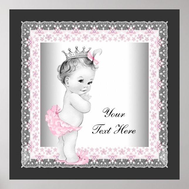 Póster Pink Vintage Baby Girl Princess (Frente)