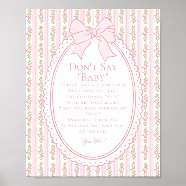 Póster Pink Vintage Fancy Floral Dont Say Baby Game (Frente)