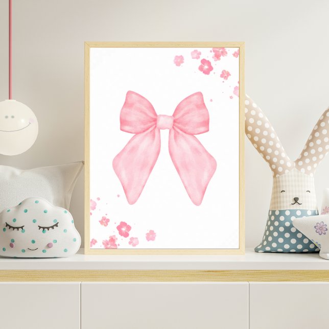 Póster Pink Watercolor Bow Nursery Wall Art Baby Girl (Subido por el creador)