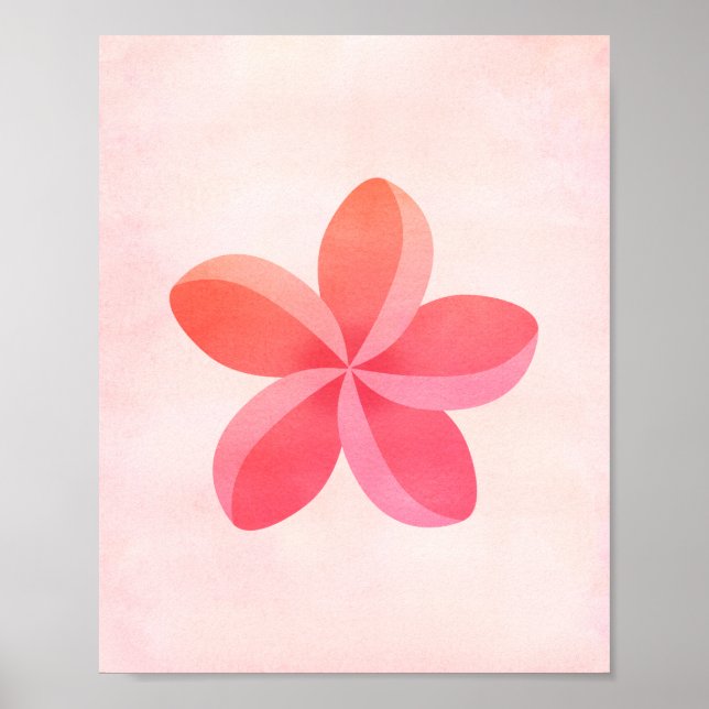 Póster Pink Watercolor Plumeria Flower Art (Frente)