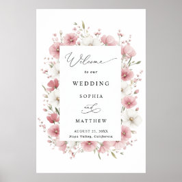 Póster Pink Wild Flowers Wedding