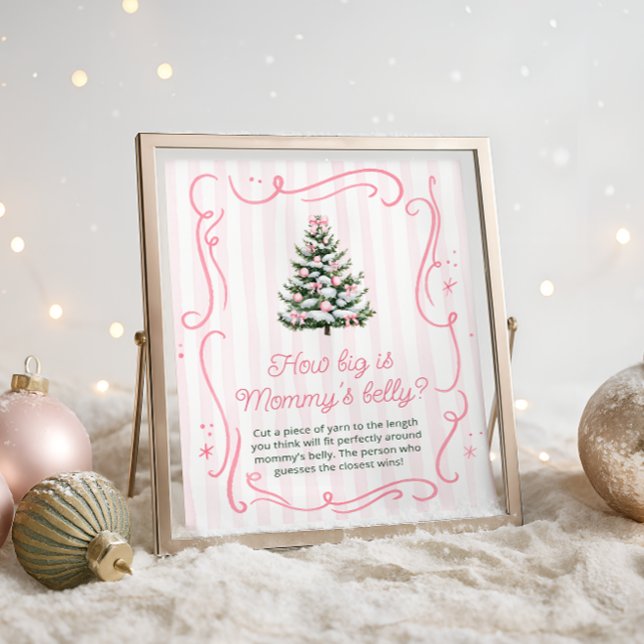 Póster Pink Winter Baby Shower How Big is Mommy's Belly (Subido por el creador)