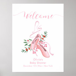Póster Pink Winter Ballerina Tutu Baby Shower Welcome