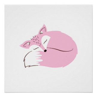 Póster Pink Woodland Fox