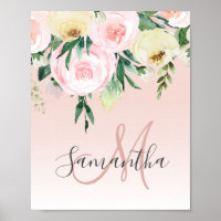 Pink y Flores Pastel Modernos Con Nombre