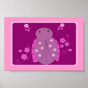 Póster Pink y Purple Ladybug