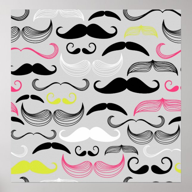 Póster Pink, Yellow & Black Mustaches (Frente)