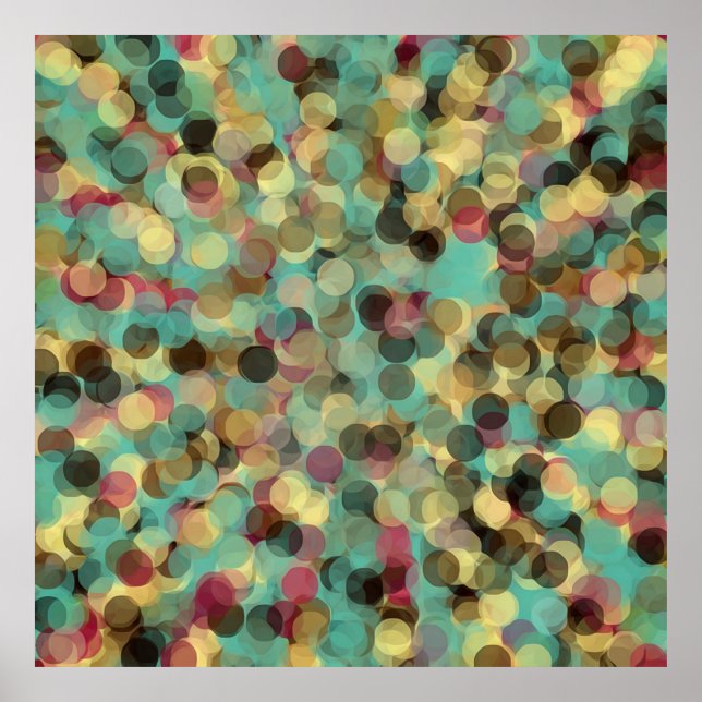 Póster pink yellow green and blue circle pattern abstract (Frente)