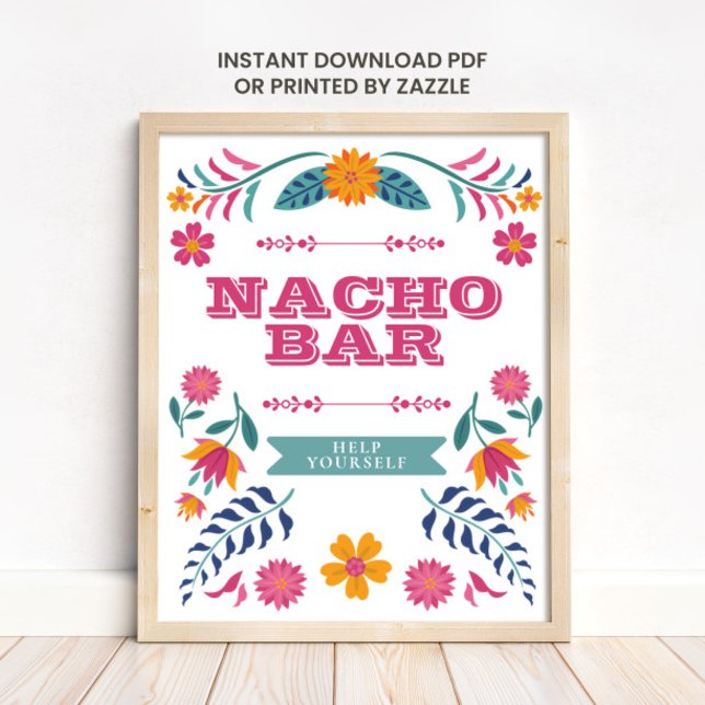 Póster Pink Yellow Mexican Fiesta Nacho Bar Sign (Subido por el creador)
