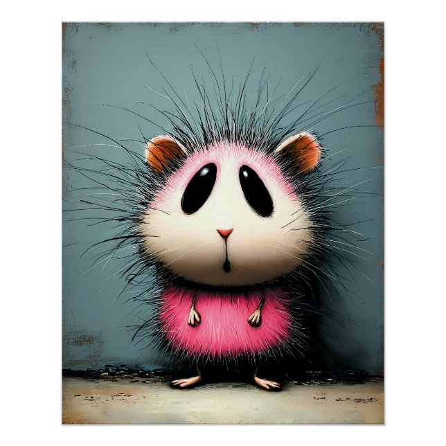 Póster pinker flauschiger Hamster - Cartoon Comic Stil (Anverso)