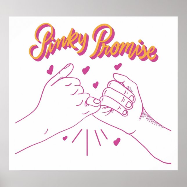 Póster Pinky Promise con corazones (Frente)