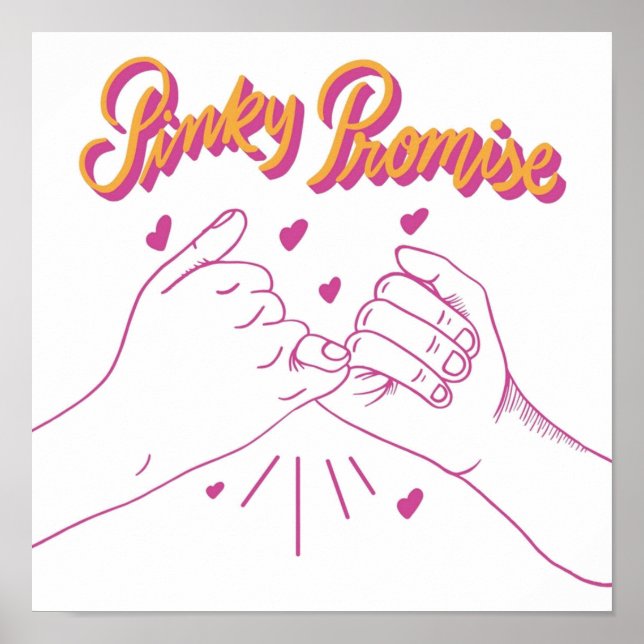 Póster Pinky Promise con corazones (Frente)