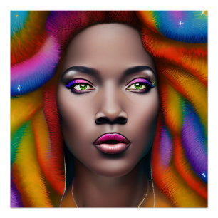 Póster Pinky Queen Rainbow Cuelo Negro Melanin Afro