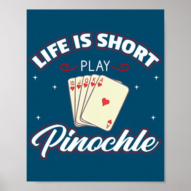Póster Pinochle Game Rules Cards Double Decks Points (Frente)