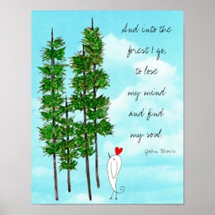 Póster Pinos coloridos con palabras Poster