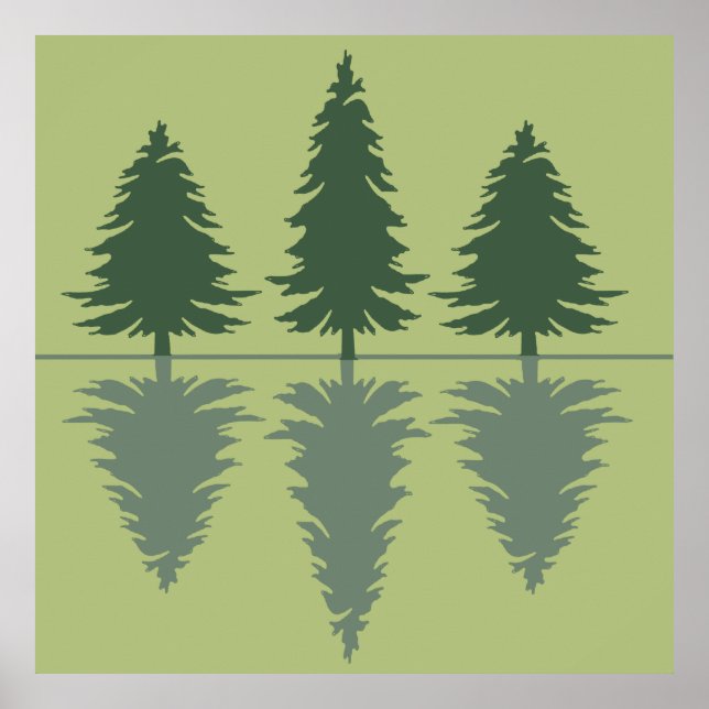 Póster pinos en un bosque (Frente)