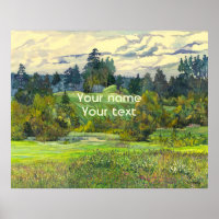 Pinos pintando acuarela en seda