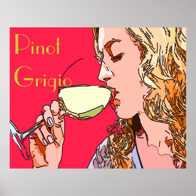 Póster Pinot Grigio Woman Wine Poster (Frente)