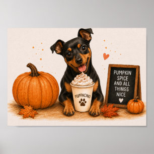 Póster Pinscher Miniatura Invitando Especias de Calabaza 