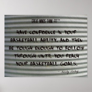 Póster Pintada de la cita del baloncesto en el hierro