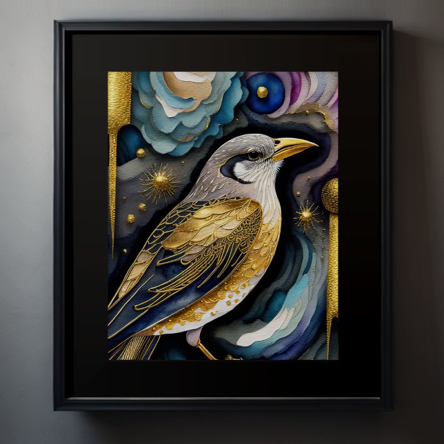 Póster Pintado abstracto de acuarela de un ave 5:4 (Subido por el creador)