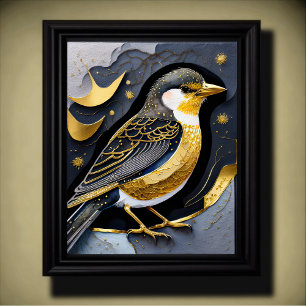 Póster Pintado abstracto de acuarela de un ave 5:4
