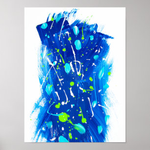 Póster Pintado abstracto de diversión verde azul moderna