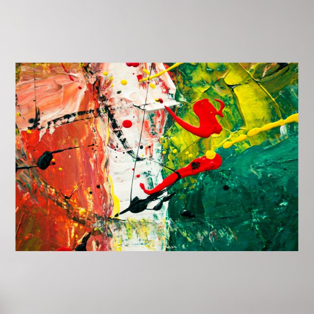 Póster Pintado abstracto de la bandera roja blanca y verd (Frente)