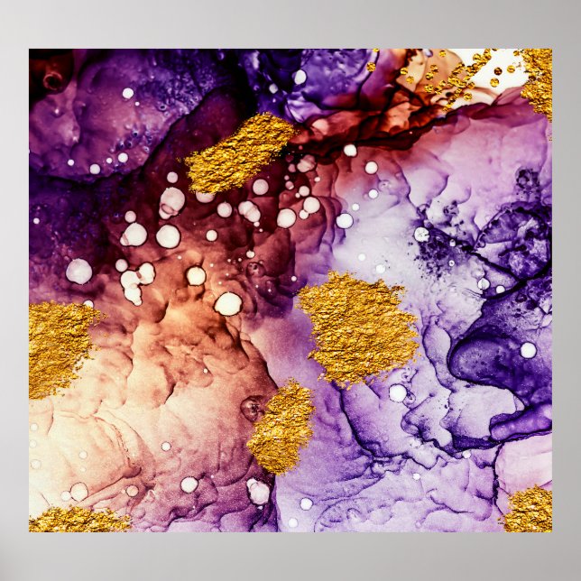 Póster Pintado abstracto de las pasarelas doradas orienta (Frente)