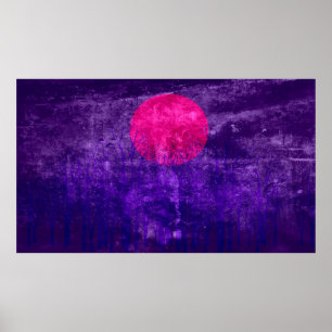 Póster Pintado abstracto de morado de atardecer