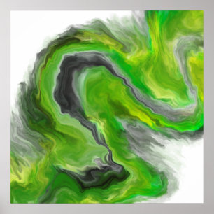 Póster Pintado abstracto de ola verde