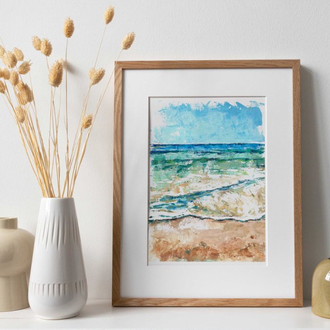 Póster Pintado Abstracto De Playa Y Mar Costero Y Arena (Subido por el creador)