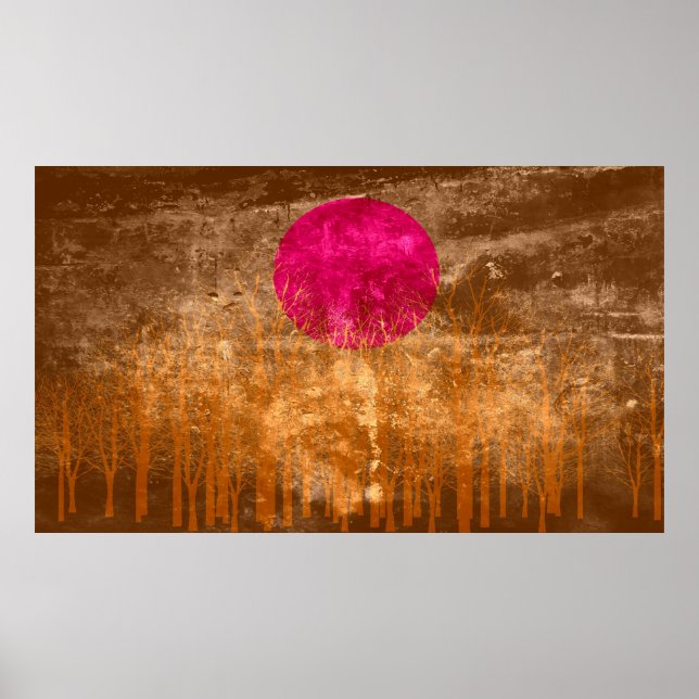 Póster Pintado abstracto de venado al sol 3 (Frente)